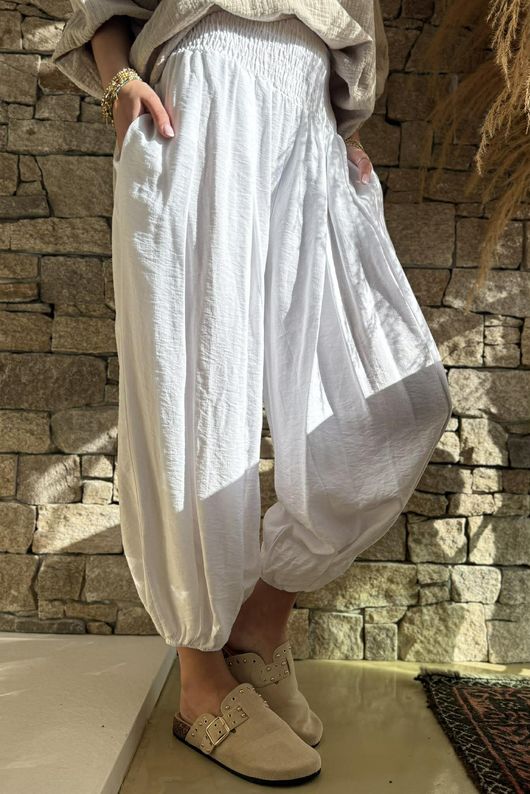 Basso Shirring Genie Pant White - /12=